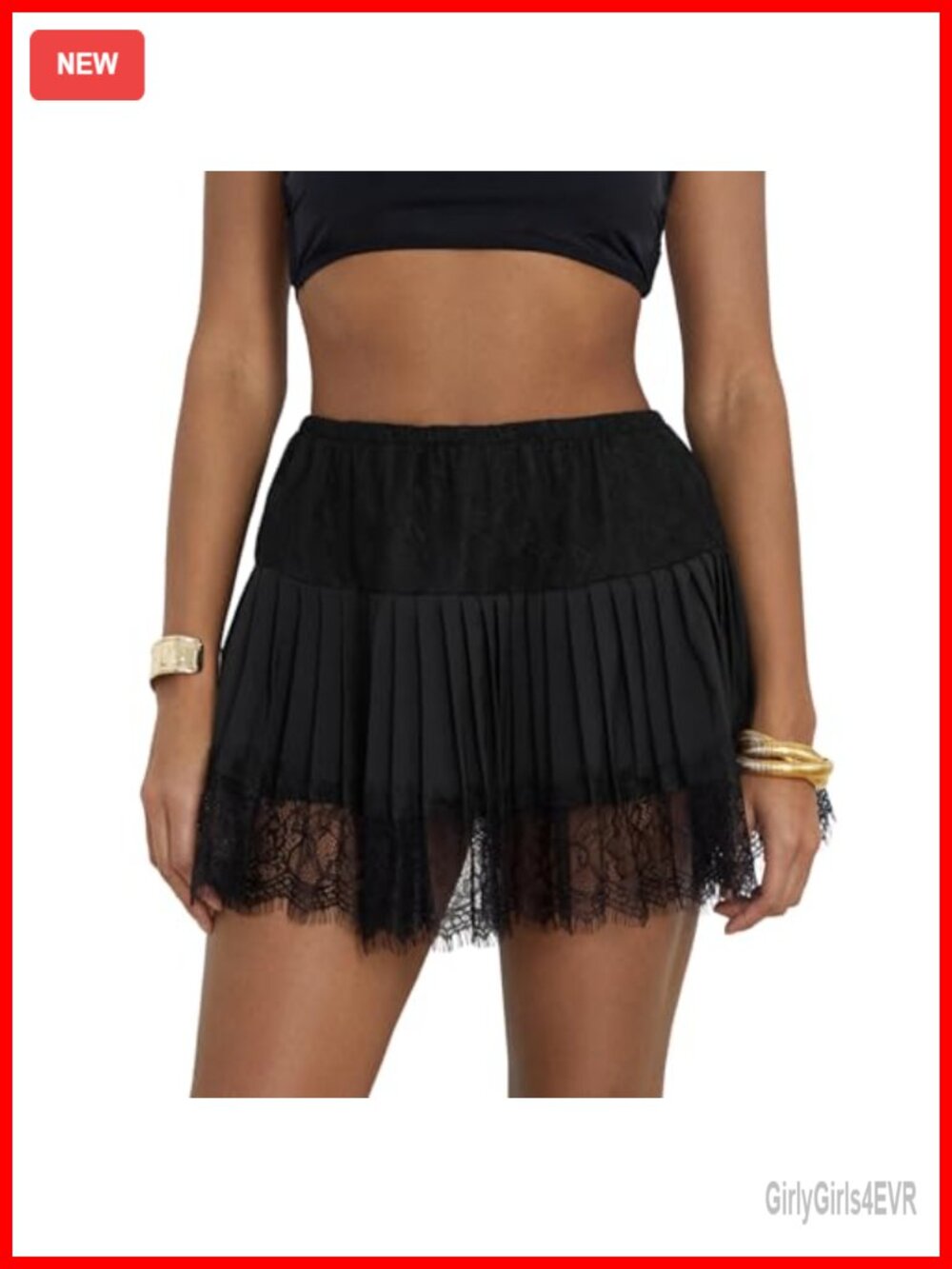 Women Y2K Lace Ruffle Pleated Mini Skirt Low Rise Floral Mesh Half Slip